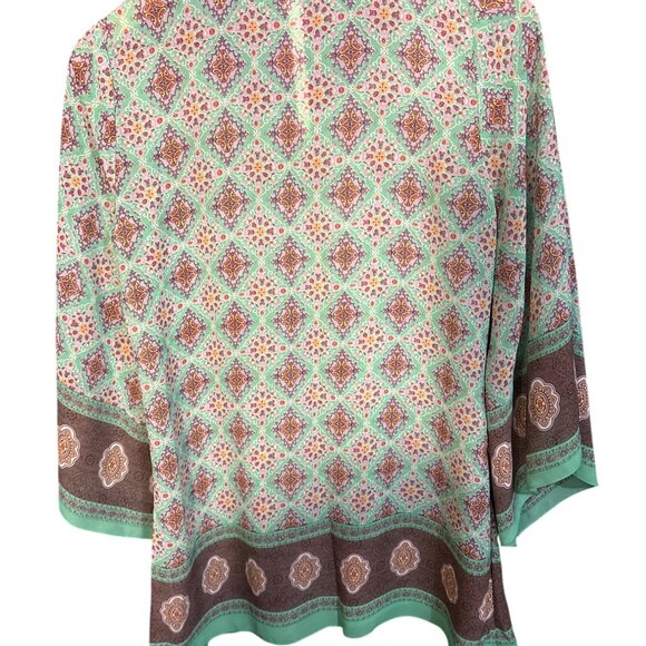 Uncle Frank Womens Boho Tunic Top XS Multicolor Floral & Geometric Print Lightwe - Picture 2 of 5